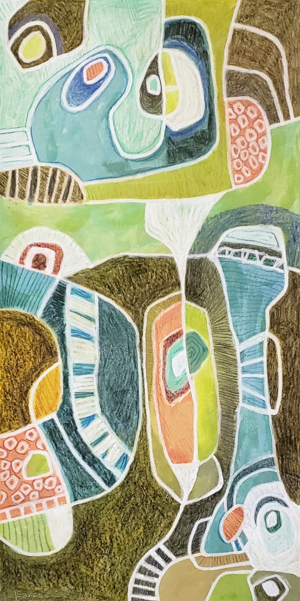 "Abstract" by Karen Flynn (Acrylic and colored pencil on paper)